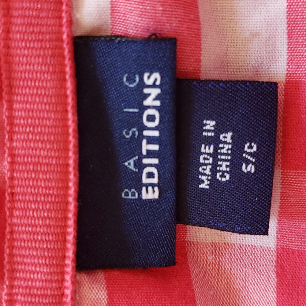 Vintage Red Pink Gingham Plaid Button Down Shirt S Cotton Long Sleeve Top - Picture 12 of 13